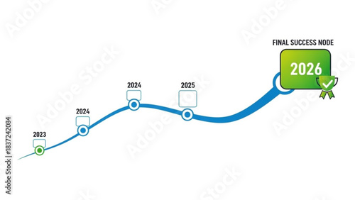 Business Timeline: Visualizing a trajectory to success, this graphic illustrates key milestones towards a future goal. This diagram projects progress and accomplishment within a concise.