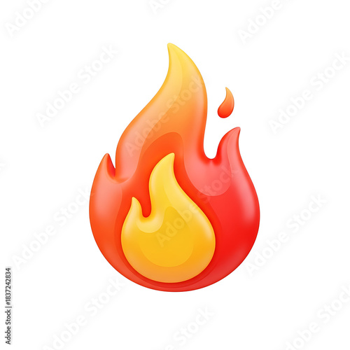 Vibrant 3d fire emoji with realistic flames