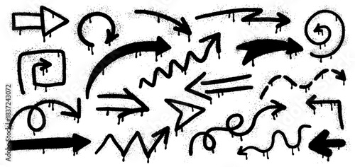 A set of hand-drawn arrows in a graffiti style