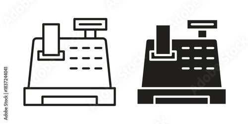 Cash register icons set. Simple set of vector illustrations