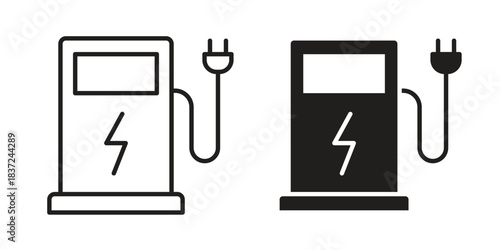 Charging station icons set. Simple set of vector illustrations