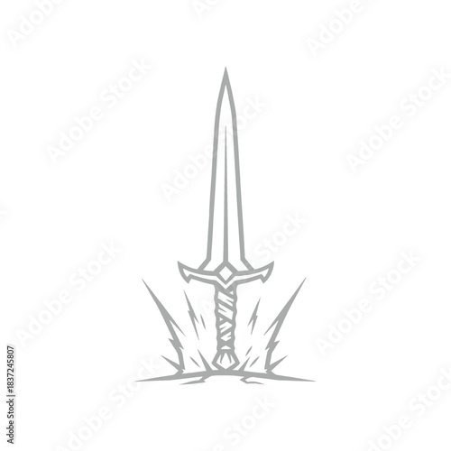 Plunged Sword Emblem Icon Design Illustration
