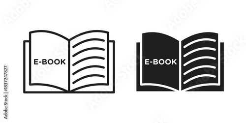 E-book icons set. Simple set of vector illustrations