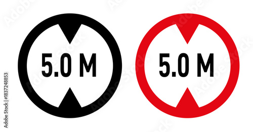 5 meter signs collection Silhouette flat icon design element.