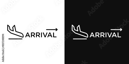 Airport arrival signs collection Silhouette flat icon design element.
