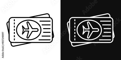 Air tickets icons - editable stroke vector illustration
