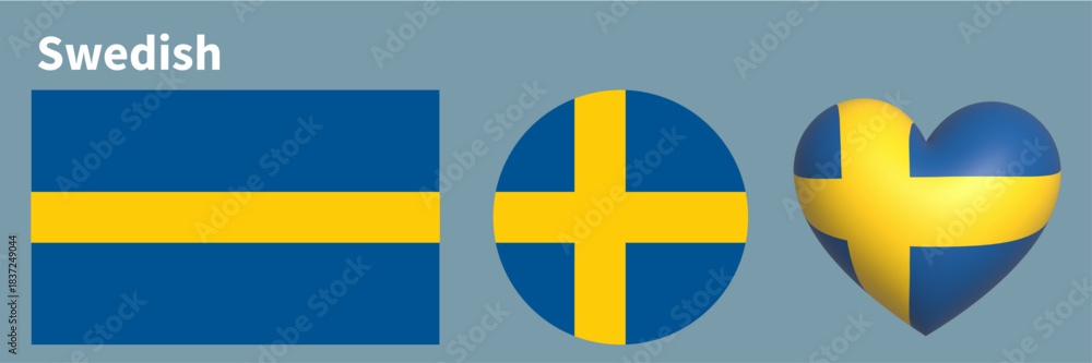 Fototapeta premium set of Swedish flag icon vector illustration 