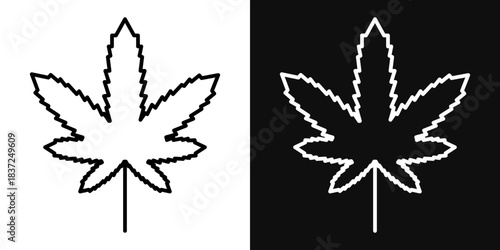 Birch leaf icons - editable stroke vector illustration
