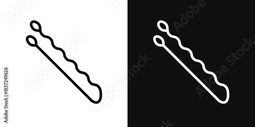 Bobby pin icons - editable stroke vector illustration