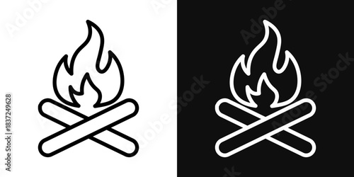 Bonfire icons - editable stroke vector illustration