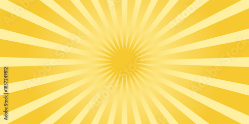 Yellow banner with Sun rays, yellow lines background, light