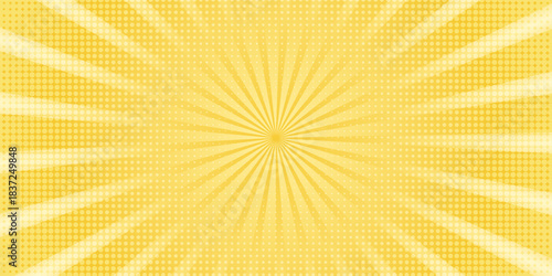 Yellow banner with Sun rays, yellow lines background, light