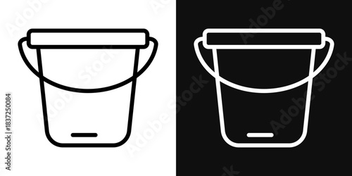 Bucket icons - editable stroke vector illustration
