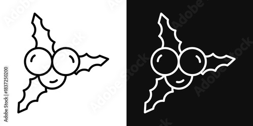 Christmas holly berry icons - editable stroke vector illustration