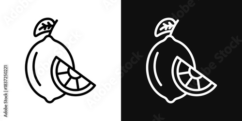 Citrus fruit icons - editable stroke vector illustration