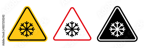 Cold warning signs collection Silhouette flat icon design element.