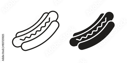Hot dog icons set. Simple set of vector illustrations
