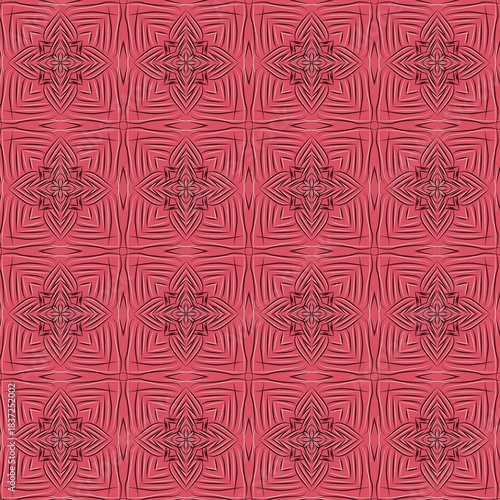The pattern in the image is a seamless geometric pattern, featuring elements that resemble flowers or stars. The design has a braided or woven appearance, created by intertwined lines.