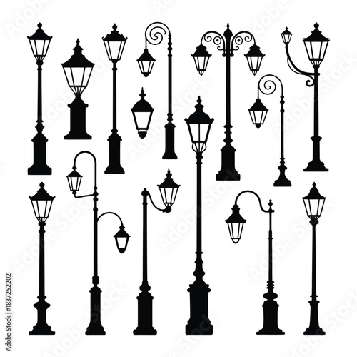 set of street lamps
