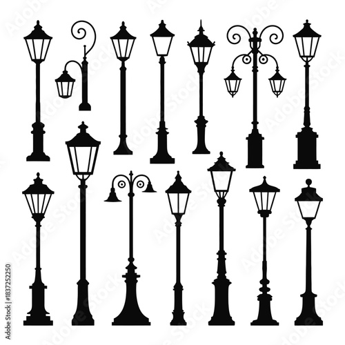 street lamp silhouettes