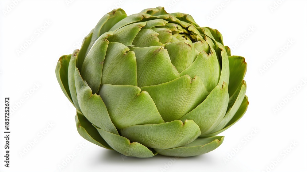 Obraz premium Green artichoke isolated on white background, fresh vegetable produce