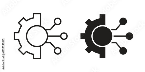 Machine learning icons set. Simple set of vector illustrations