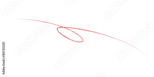 Delicate red wavy line with elegant loop tapering ends abstract digital stroke.