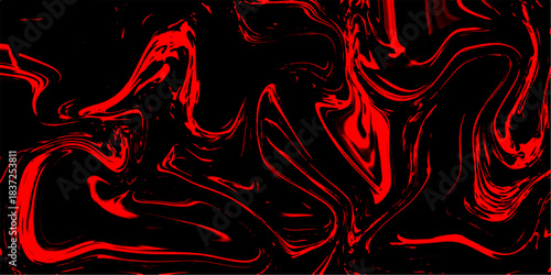  Red colorful marble pattern of the blend of curves. Marbleized bright effect with fluid painting, background for kitchen. Marble Red Alcohol Ink Wavy Liquid Texture blend of curves. 