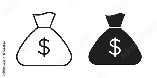 Money bag icons set. Simple set of vector illustrations