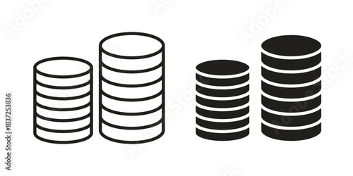 Money coin icons set. Simple set of vector illustrations
