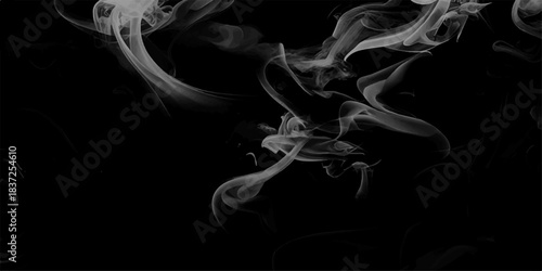 Gray smokes or steam, for use on dark background. Smoke steam set of airborne particulates and gases emitted. Set of several realistic transparent gray smokes or steam, for use on dark background.