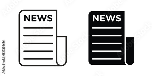 Newspaper icons set. Simple set of vector illustrations