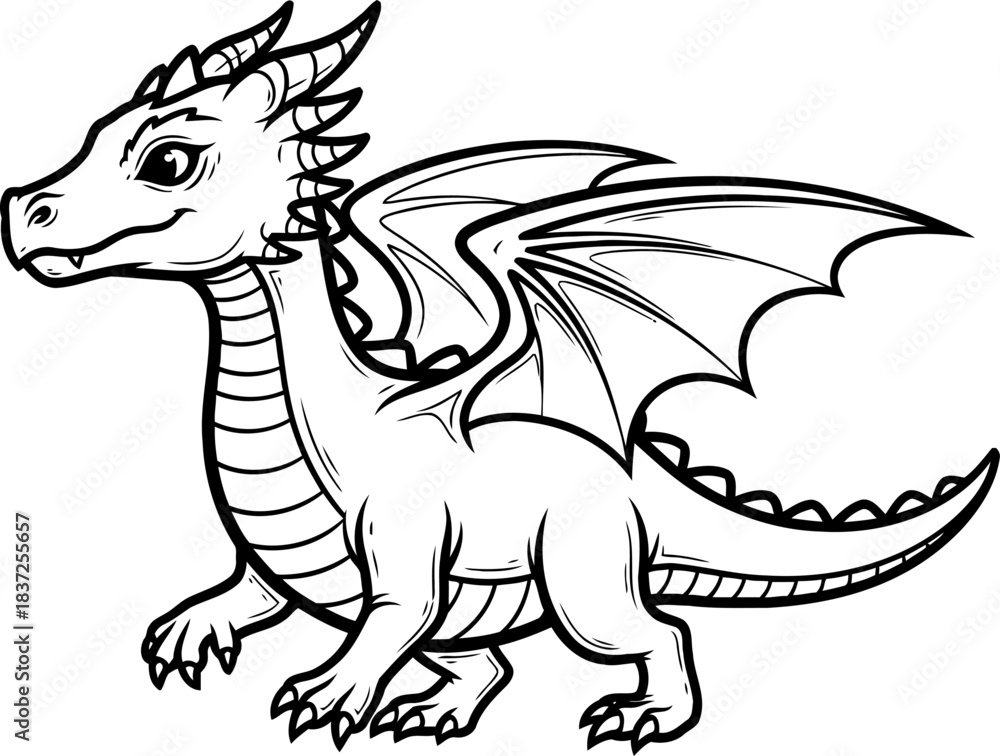 Fototapeta premium fantasy hatchling a playful dragon sketch inviting colorful storytelling, isolated on transparent background