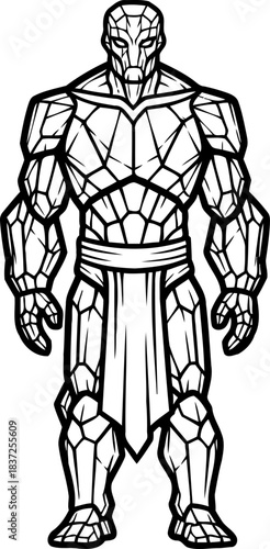 elemental colossus digital divinity forged from earths core, standing unbreakable, isolated on transparent background
