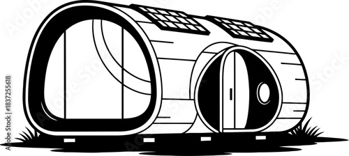 ecoshell sanctuary sustainable futures in minimalist, offgrid living, isolated on transparent background