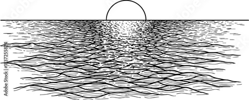 horizons liquid embrace a minimalist ode to dawns reflective serenity, isolated on transparent background