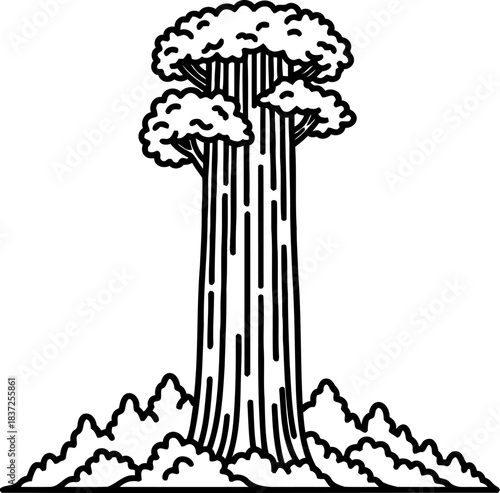 graphic icon of natures ascent a minimalist tribute to towering growth, isolated on transparent background