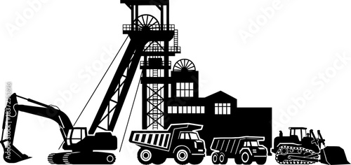 industrial pulse powering progress with earthmoving precision and resource extraction, isolated on transparent background