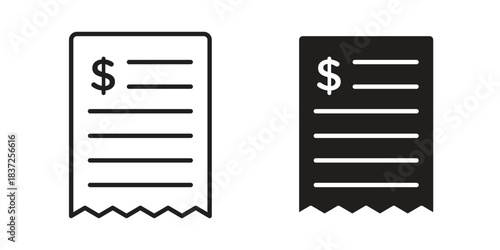 Payment receipt icons set. Simple set of vector illustrations
