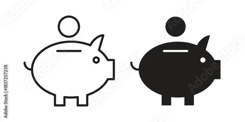 Piggy bank icons set. Simple set of vector illustrations
