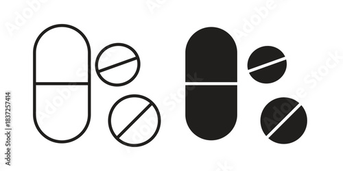 Pills icons set. Simple set of vector illustrations