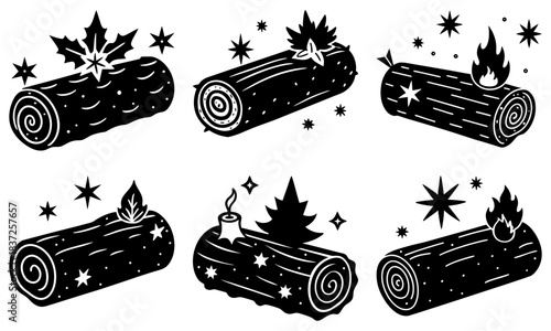 christmas yule log vector