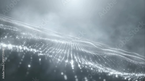 Wallpaper Mural Futuristic White Particle Wave in Foggy Atmosphere with Abstract Motion Torontodigital.ca