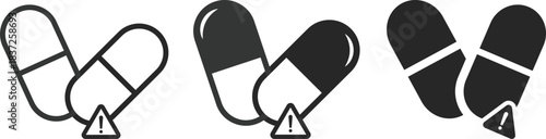 Drug Overdose and Toxicity Warning Icon Set. Medical Emergency, Poisoning Prevention, and Substance Abuse Awareness Symbols