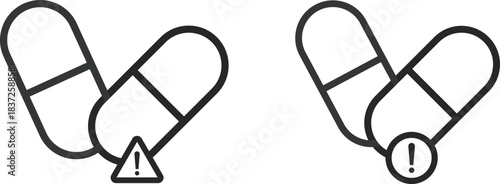 Drug Overdose and Toxicity Warning Icon Set. Medical Emergency, Poisoning Prevention, and Substance Abuse Awareness Symbols