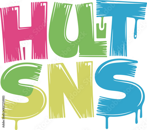 Colorful dripping letters spelling H A T S N S HATSNS