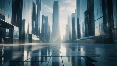 Wallpaper Mural Futuristic Digital City Skyline with Glowing Blue Grid and Sci-Fi Architecture Torontodigital.ca