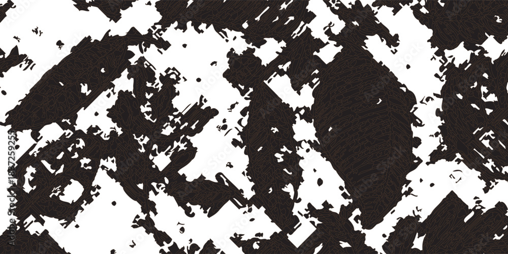 Fototapeta premium Abstract Black and White Splatter Pattern with Rough Texture.