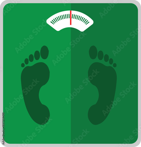 Weight Scale Illustration: A simple weight scale with foot print, symbolizing a focus on health, fitness, and weight management.