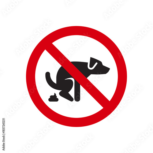 Dogs are prohibited from defecating icon, no dog pooping sign template